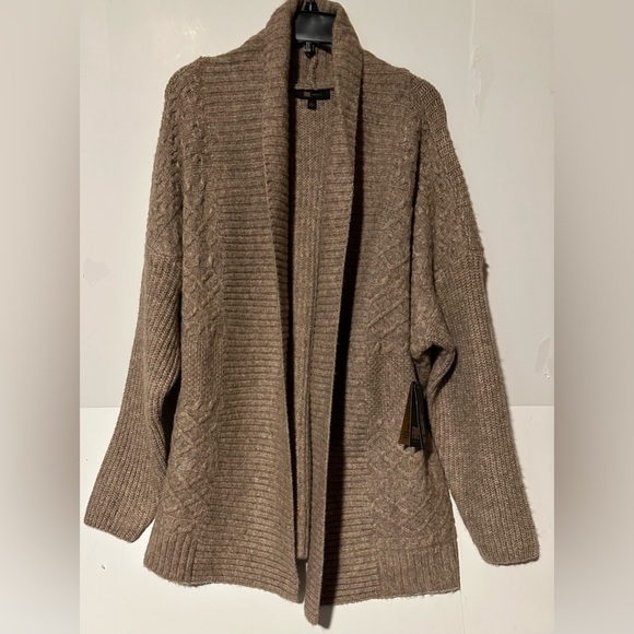 Frye Women's Brown Collar Open Knit Cardigan Sweater - Size L - Picture 2 of 12